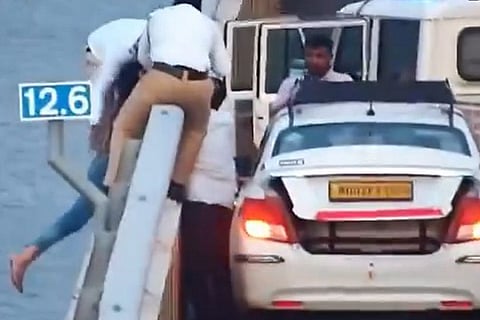 Woman saved by cab driver, cops at Atal Setu